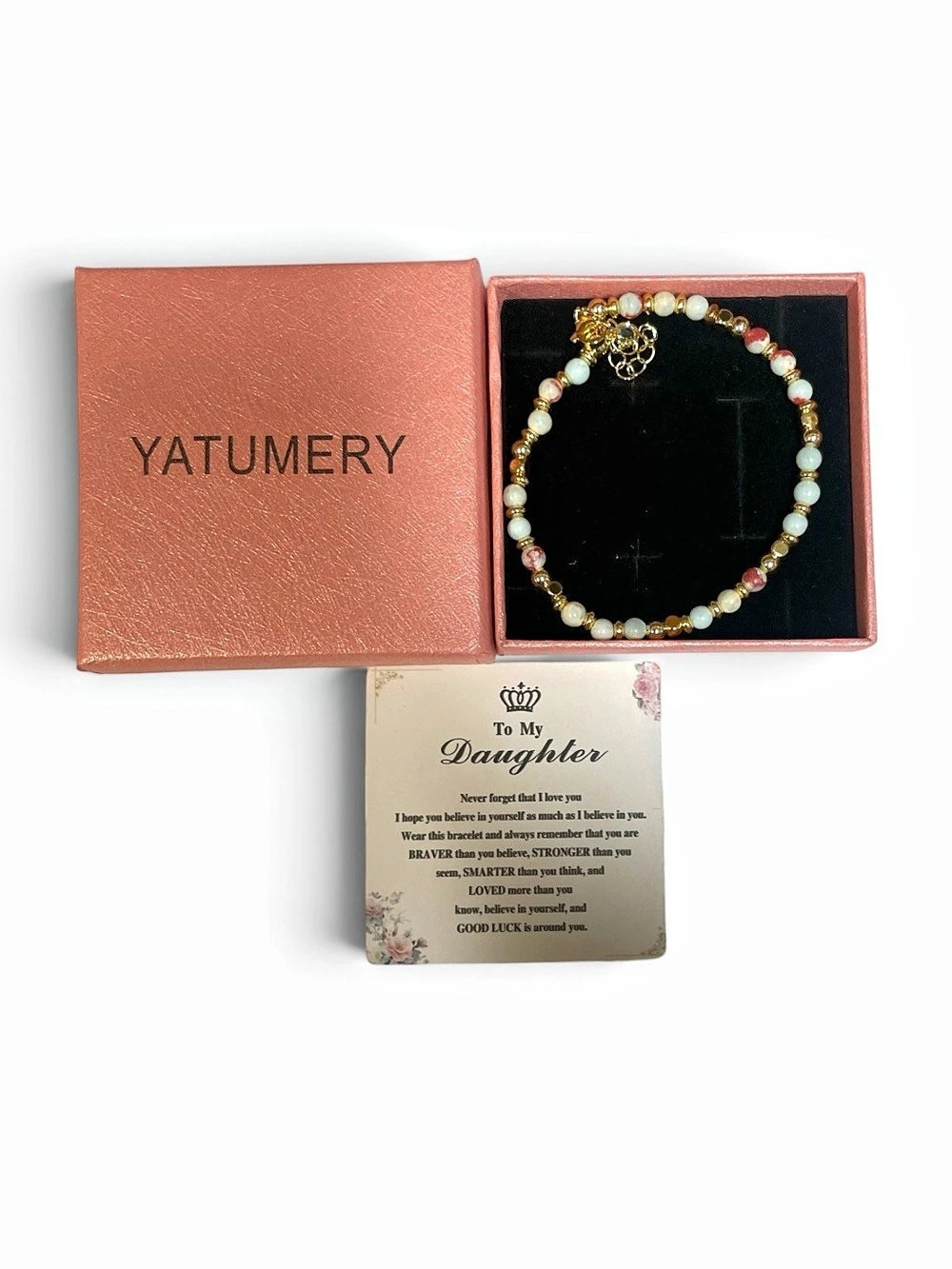 YATUMERY Daughter Beaded Bracelet Gold & Blue NWT